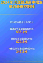 2024年濟源中招最低錄取控制線公布